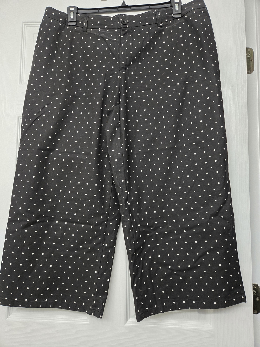 Jessica London Black Polka Dot Crop Wide Leg Chinos